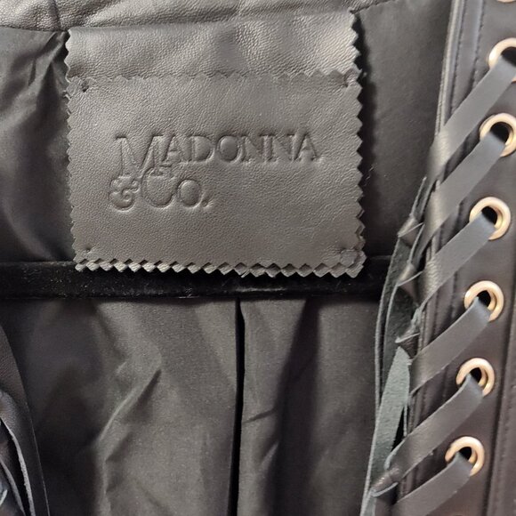 MADONNA & CO LUXE FRINGE LEATHER BOLERO JACKET BIKER BABE RARE - Picture 2 of 8